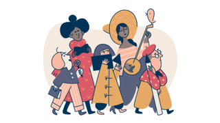 A cartoon band of creators