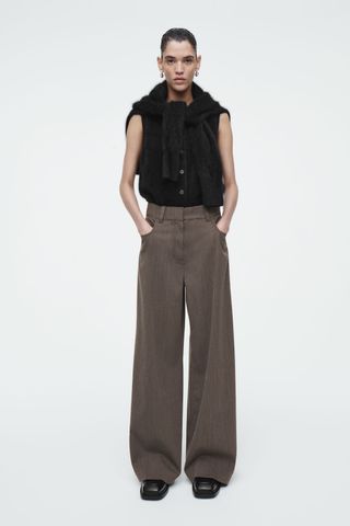 Regular Wool-Blend Wide-Leg Trousers