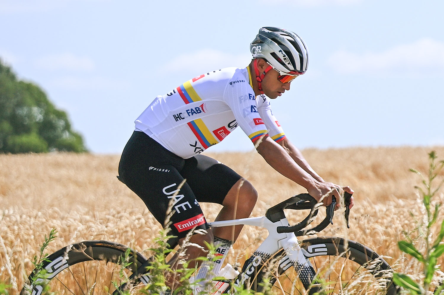 LILLE, FRANCE - JULY 03: A general view of Jhonatan Narvaez of Ecuador and Tadej Pogacar of Slovenia and UAE Team Emirates - XRG during the 112th Tour de France 2025, training UAE Team Emirates - XRG / #UCIWT / on July 03, 2025 in Lille, France. (Photo by Dario Belingheri/Getty Images)