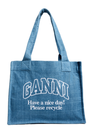 Ganni Large Easy Denim Shopper Tote