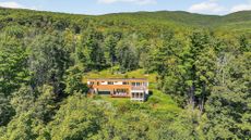 Aerial view of a home in Massachusetts