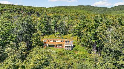 Aerial view of a home in Massachusetts