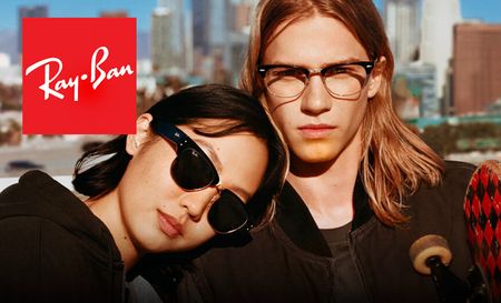 Two models wearing Rayban glasses