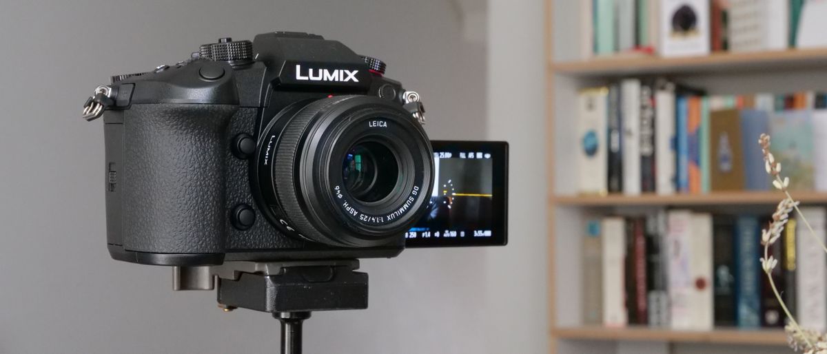 The Panasonic GH6 camera sitting on a tripod