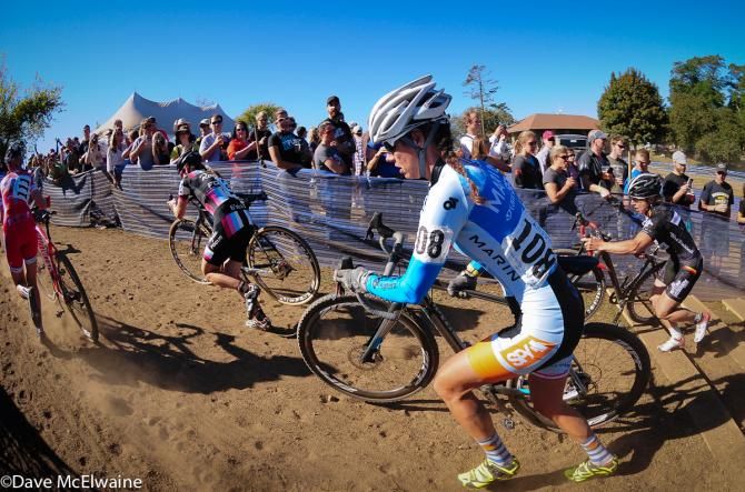 Nicole Duke (Marin Bikes/Spy Optics) rode with the leaders for several laps