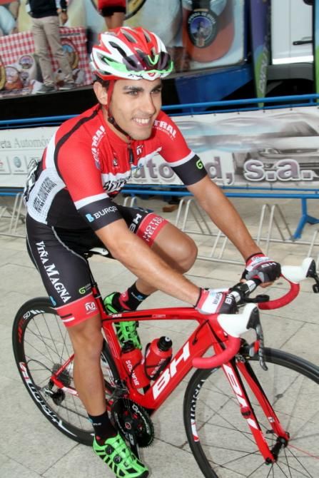 Ibai Salas (Burgos BH) smiles at the start. He was the last survivor of the longest standing breakaway.