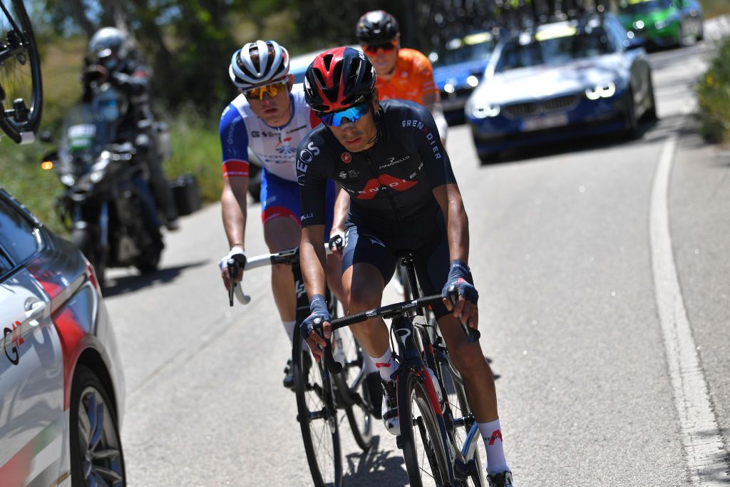 FOIA PORTUGAL MAY 06 Ivan Ramiro Sosa Cuervo of Colombia and Team INEOS Grenadiers during the 47th Volta Ao Algarve 2021 Stage 2 a 1828km stage from Sagres to Fia 890m VoltAlgarve VAlgarve2021 on May 06 2021 in Fia Portugal Photo by Luc ClaessenGetty Images
