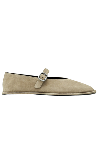 Massimo Dutti, Suede Ballet Flats With Buckle