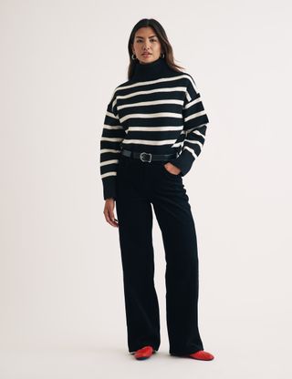 Striped Roll Neck Relaxed Jumper