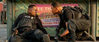 Will Smith as Mike and Martin Lawrence as Marcus hiding in a shootout in Bad Boys: Ride Or Die