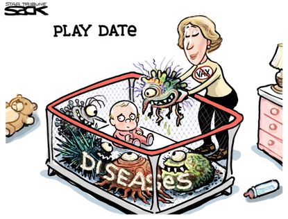 Editorial Cartoon U.S. Anti-vaxxers playtime