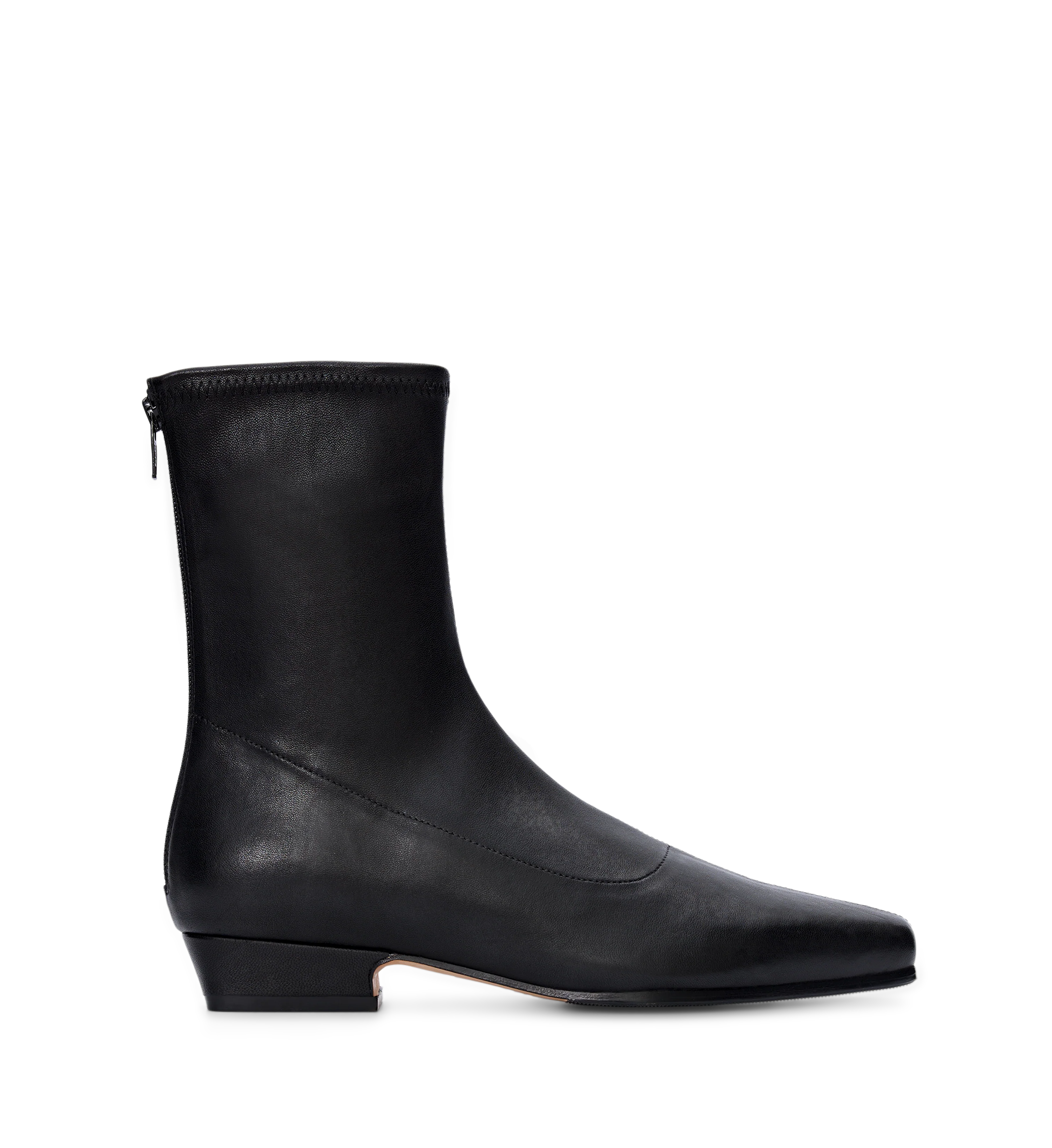 Bared Footwear, Rook Black Stretch Leather Flat Boots