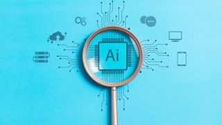 AI text with a magnifying glass