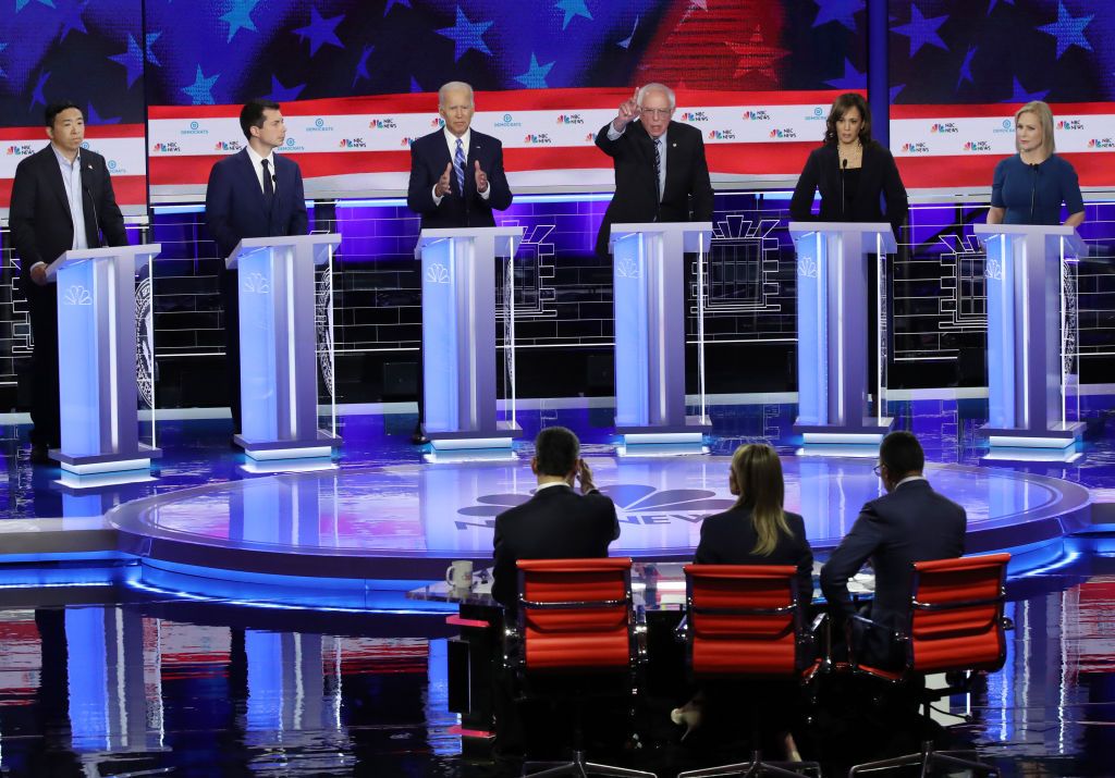 Democratic presidential candidates participate in a debate in June.