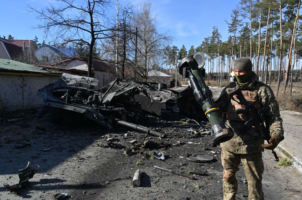 Ukrainian soldier in Irpin, north of Kyiv