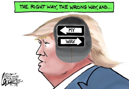 Political cartoon U.S. Trump thinking