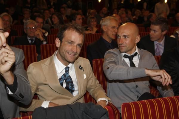 Michele Scarponi and Stefano Garzelli in Turin.