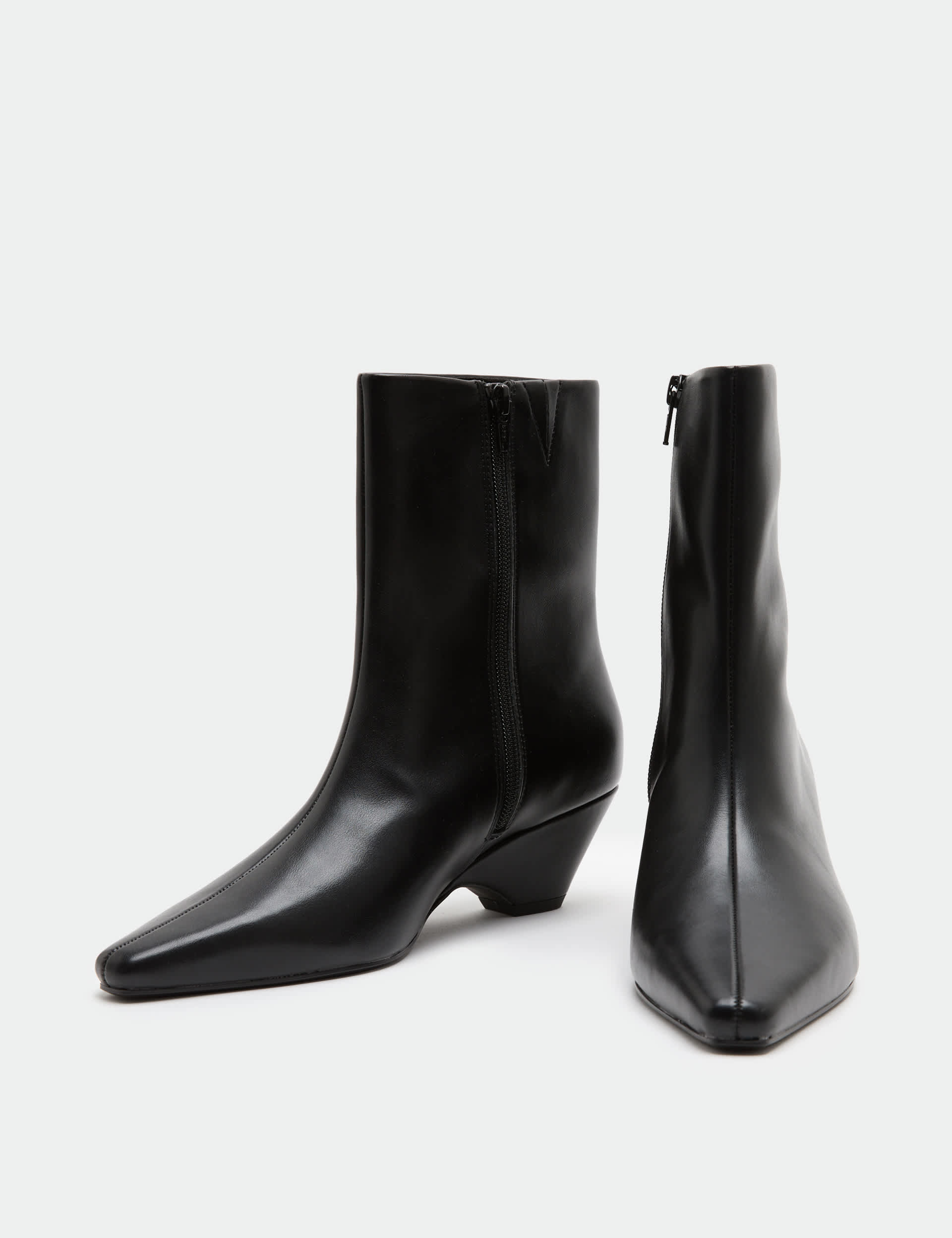 Polished Chisel Toe Wedge Ankle Boots