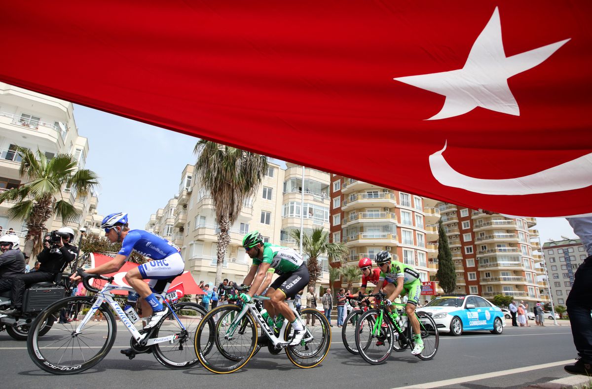 The Turkish flag is a common sight at the Tour of Turkey