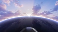 Samsung Galaxy Event – October 2025 (Galaxy XR headset appearing from the horizon with clouds overhead)