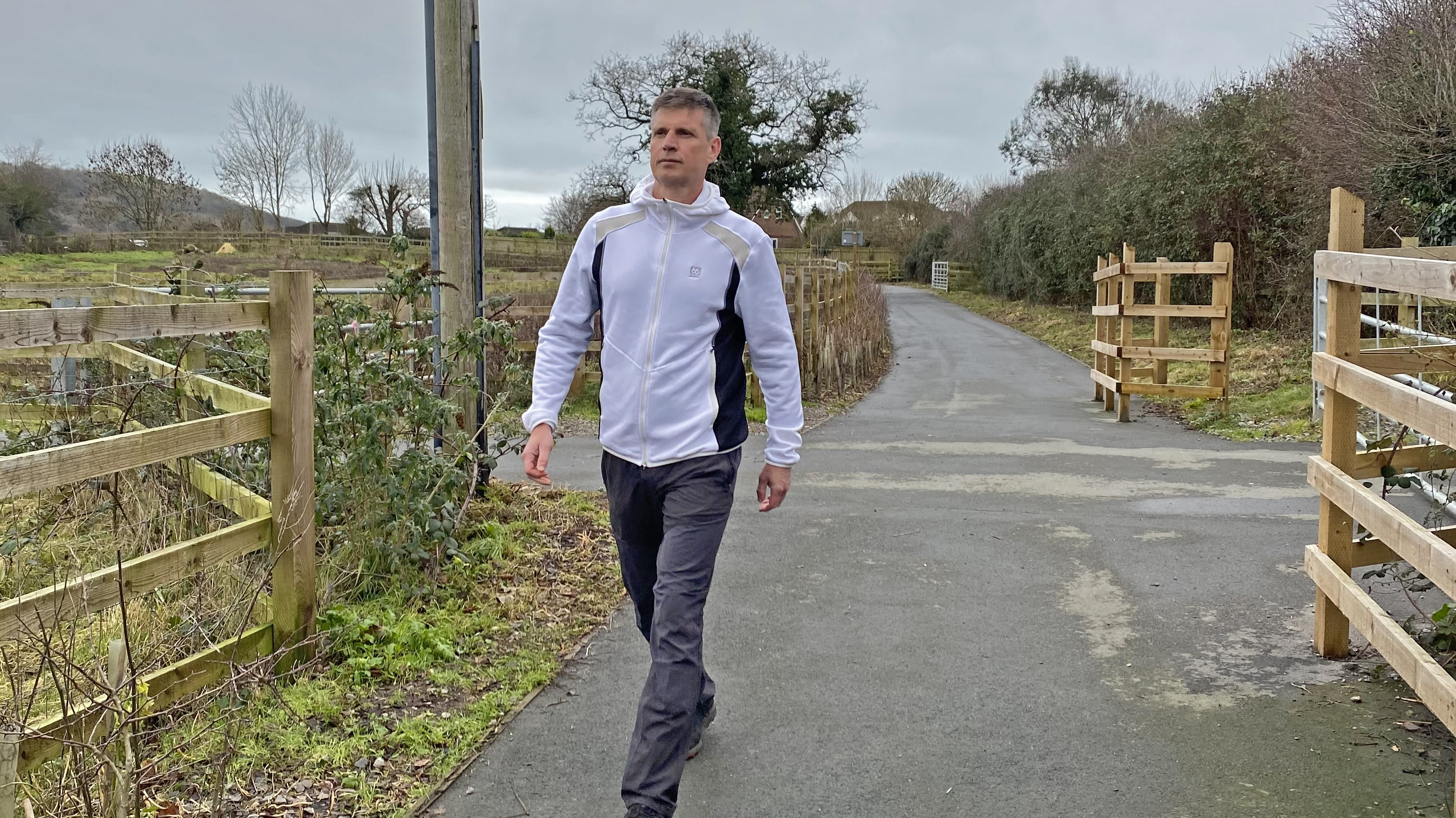 Walker wearing the 66 North Tungudalur Hoodie