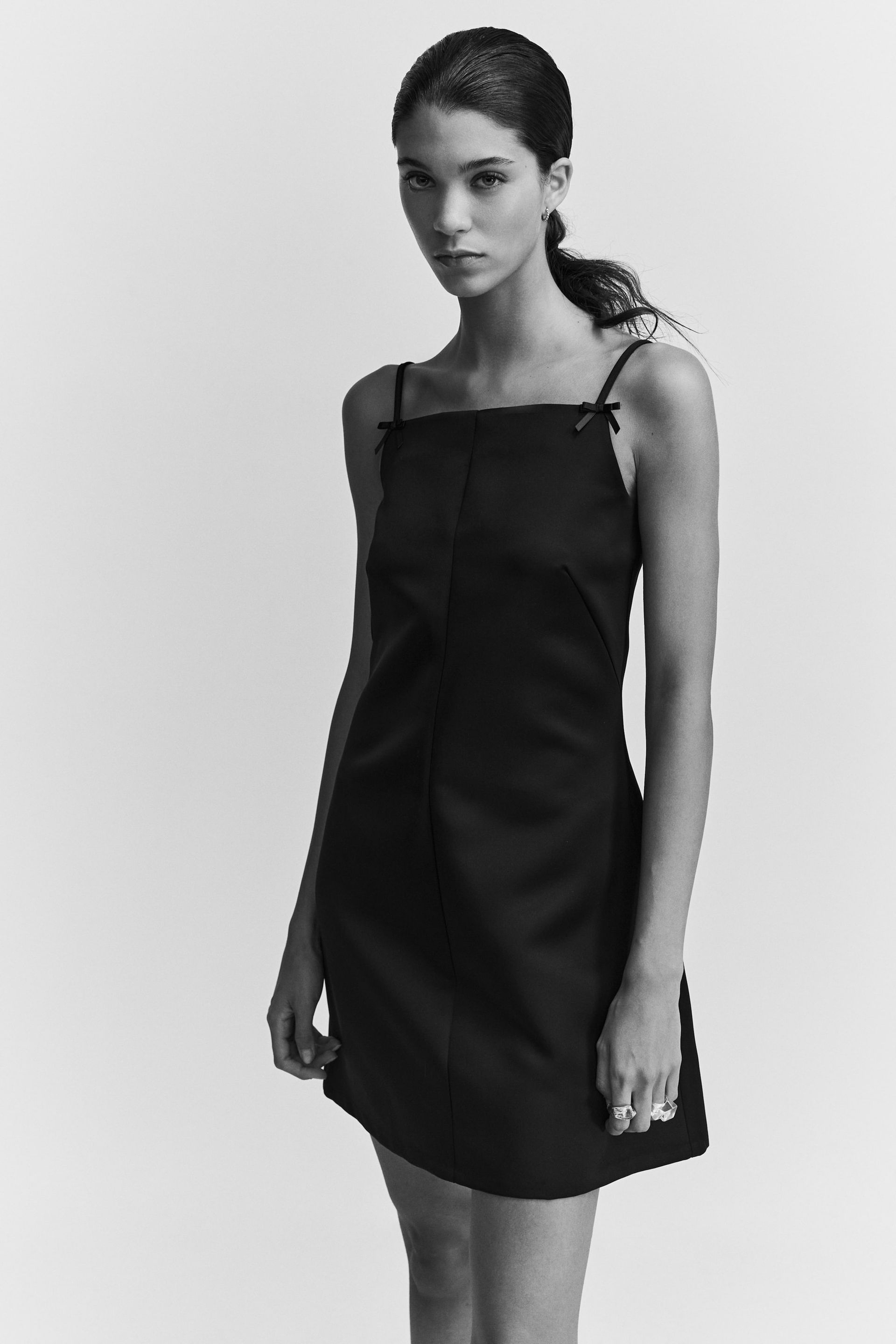 Satin Strappy Dress - Black