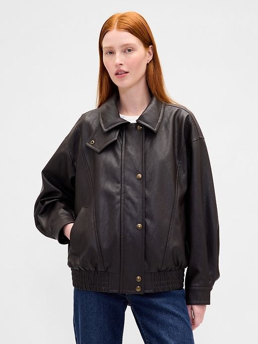Oversized Vegan Leather Jacket