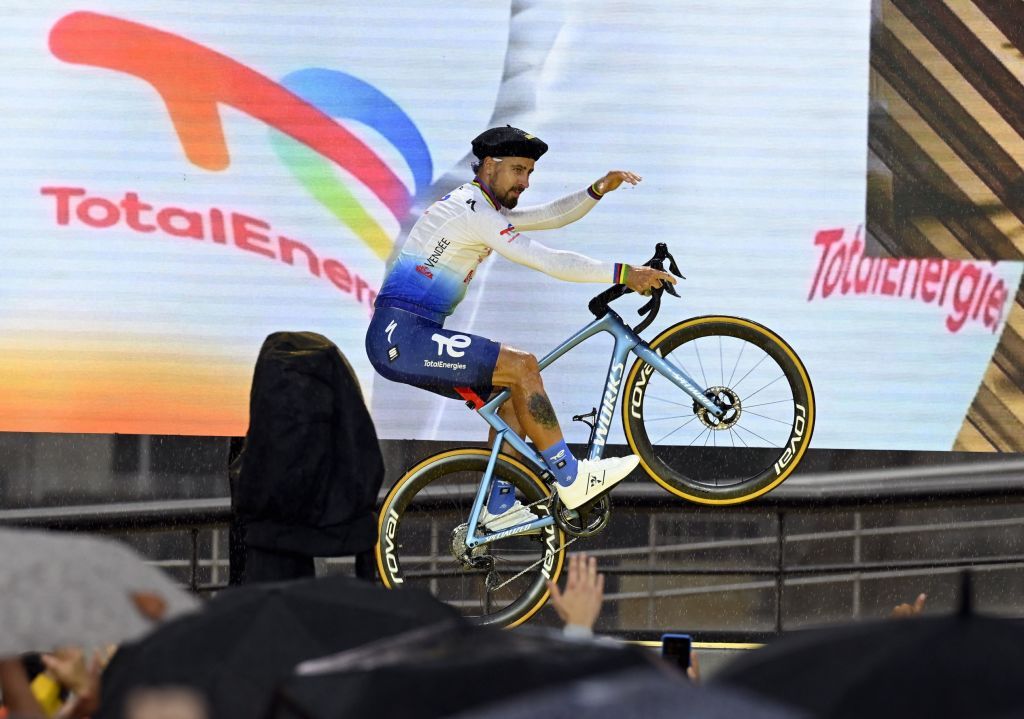 Slovak Peter Sagan of TotalEnergies pictured during the team presentation ahead of the 110th edition of the Tour de France cycling race in Bilbao Spain Thursday 29 June 2023 This years Tour de France takes place from 01 to 23 July 2023 and starts with three stages in Spain BELGA PHOTO DIRK WAEM Photo by DIRK WAEM BELGA MAG Belga via AFP Photo by DIRK WAEMBELGA MAGAFP via Getty Images