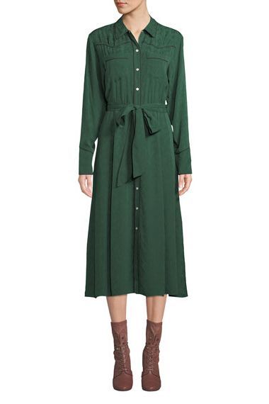 Veronica Beard Spur Silk Jacquard Long-Sleeve Shirtdress