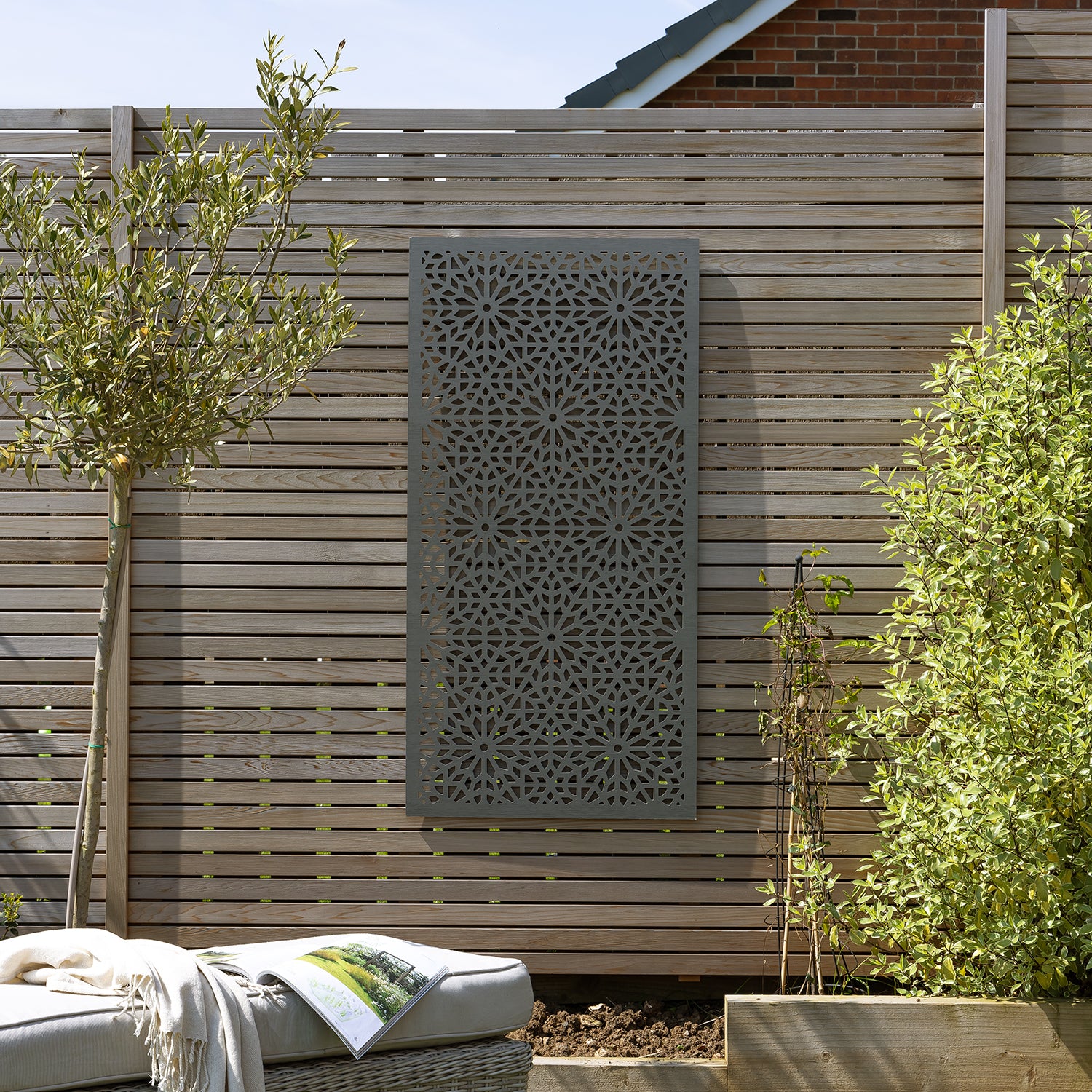 Grey Porto Tile Decorative Garden Screen - 1.2m X 0.6m