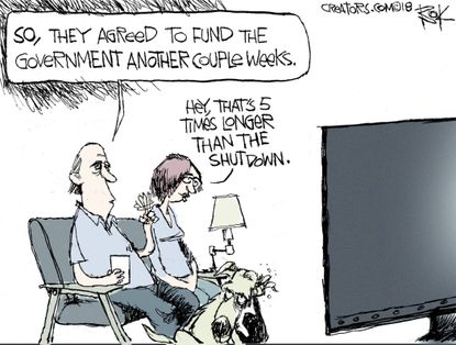 Political cartoon U.S. government shutdown deal