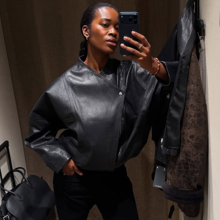 woman wearing leather jacket 2026