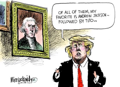Political Cartoon U.S. President Trump Civil War Andrew Jackson Tito