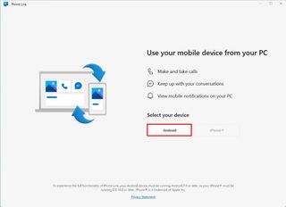 Phone Link app Android option