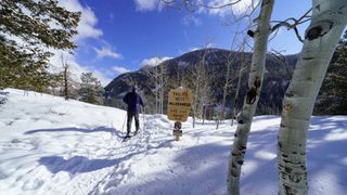 A man snowshoeing in Colorado