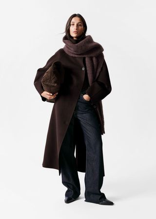 Funnel-Collar Wool Coat