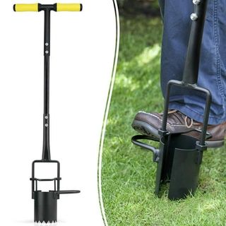 Colwelt Bulb Planter Tool Long Handle, Serrated Base Gardening Bulb Transplanter With Soft Grip, Heavy Duty Long Handled Bulb Planter Sod Plugger for Digging Holes to Plant Tulips, Iris, Daffodils