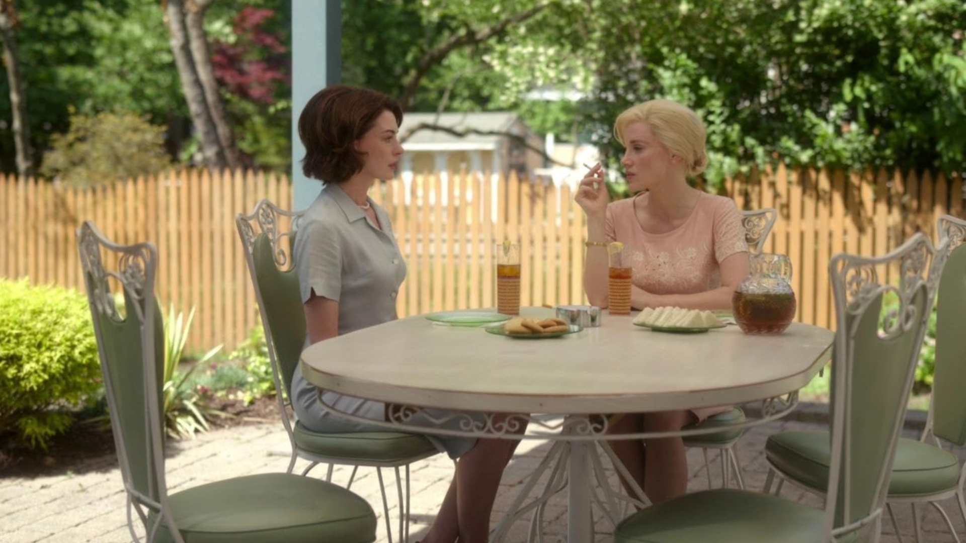 Anne Hathaway and Jessica Chastain in “Mothers' Instinct”