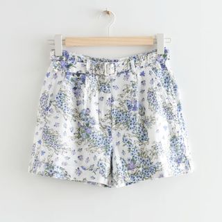 & Other Stories Printed Belted Linen Shorts