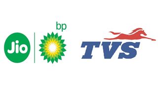 Logos of Jio-bp and TVS Motor Company