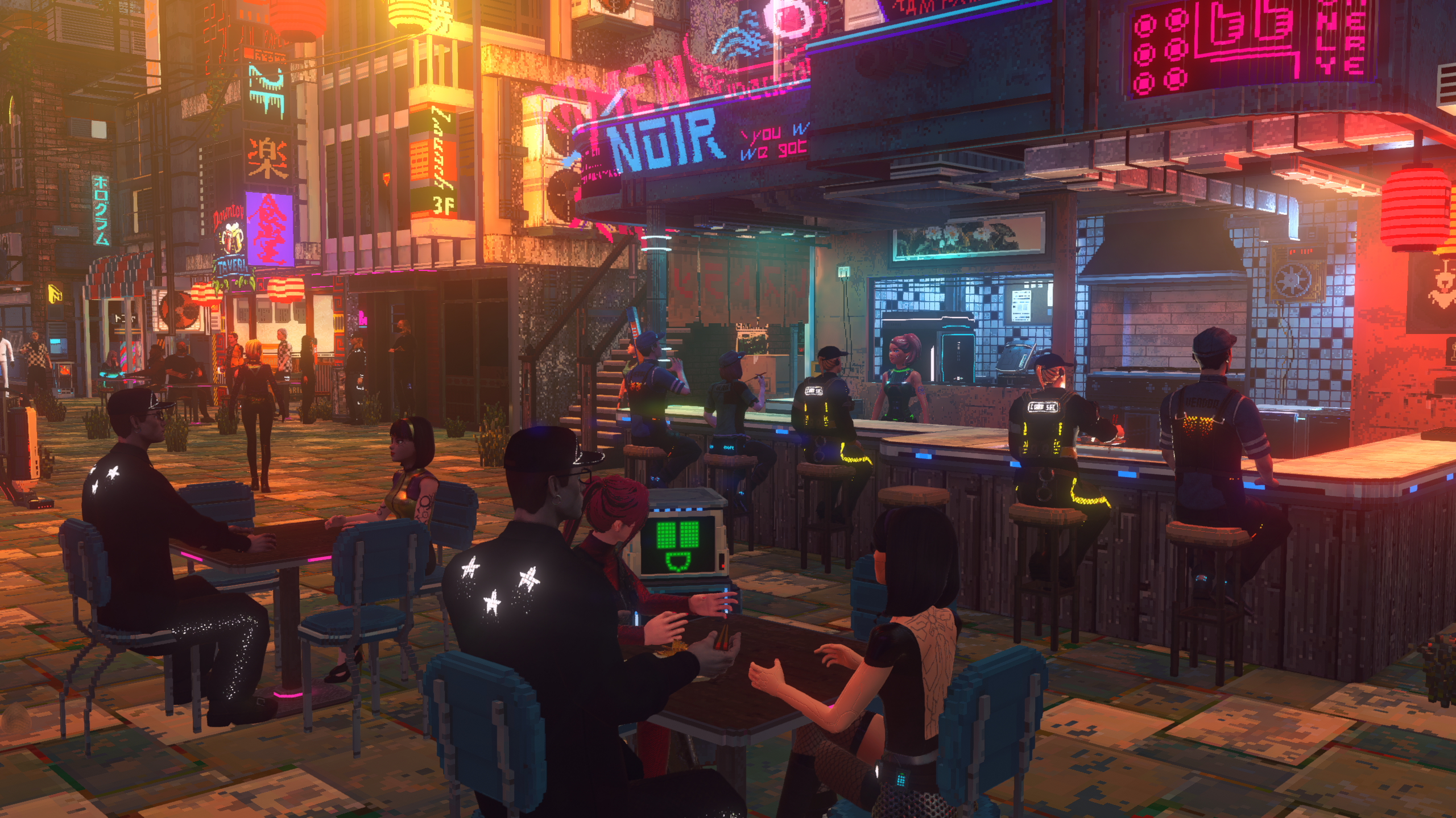 Nivalis Nights - ten customers sit and eat during dinner at Ramen Noir