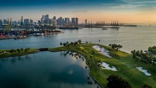Sentosa Golf Club and the Singapore Straits pictured