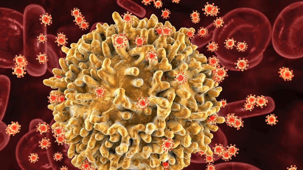virus HIV che attaccano una cellula immunitaria