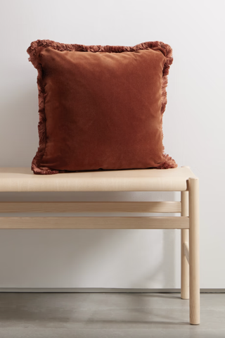 SOHO HOME Margeaux Cotton Blend Velvet Pillow with Fringes