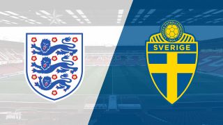 England and Sweden football crests on a background of Bramall Lane