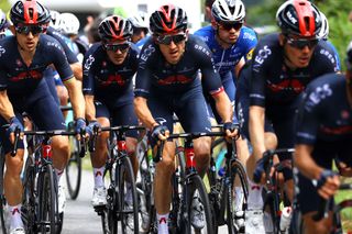 LANDERNEAU FRANCE JUNE 26 Micha Kwiatkowski of Poland Richard Carapaz of Ecuador and Team INEOS Grenadiers Kasper Asgreen of Denmark and Team Deceuninck QuickStep during the 108th Tour de France 2021 Stage 1 a 1978km stage from Brest to Landerneau Cte De La Fosse Aux Loups 176m LeTour TDF2021 on June 26 2021 in Landerneau France Photo by Tim de WaeleGetty Images