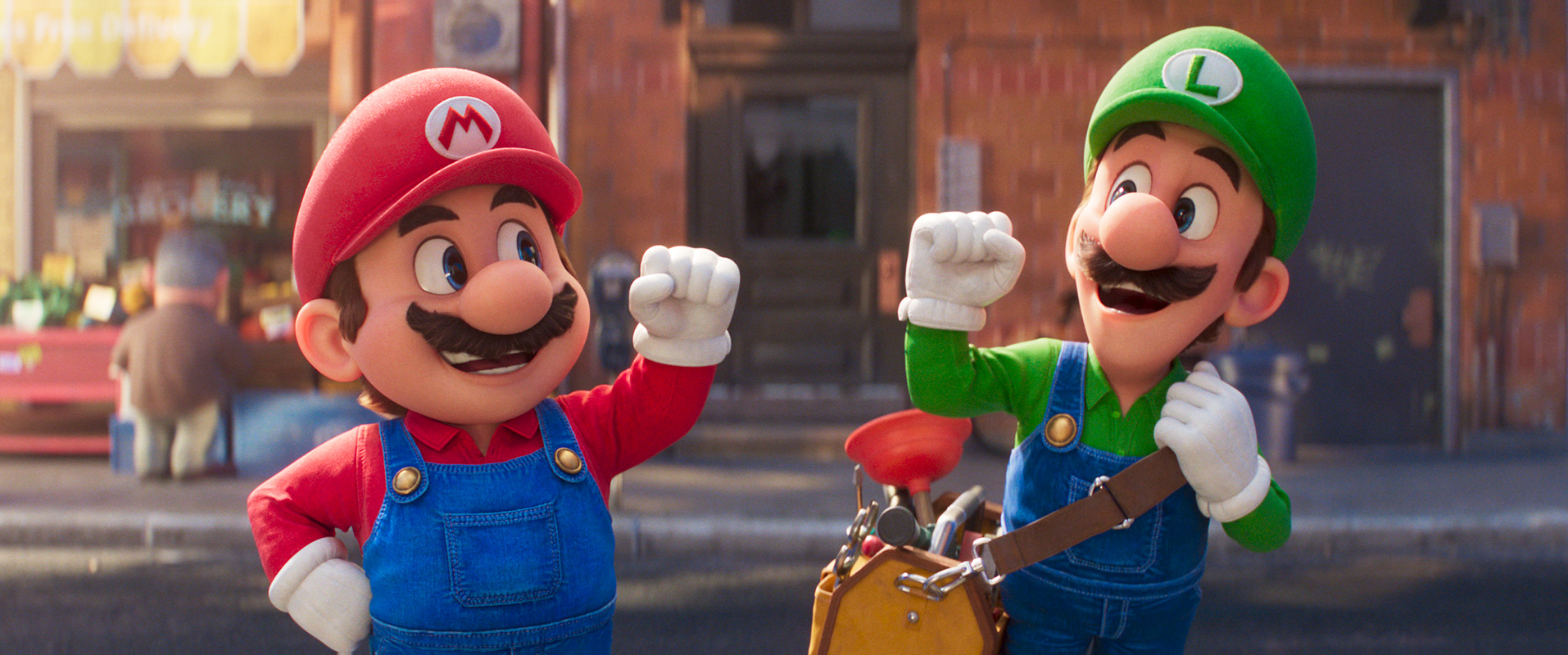 An image of Mario and Luigi in The Super Mario Bros Movie