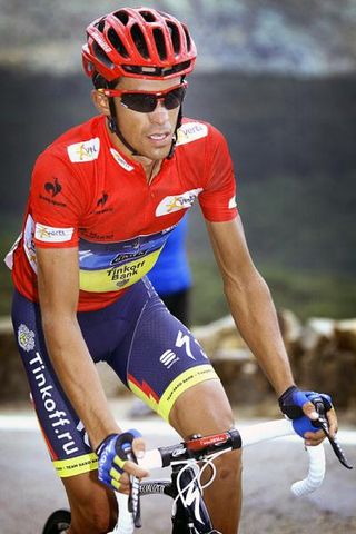 Alberto Contador (Saxo Bank-Tinkoff Bank) on the steep Bola del Mundo finishing ascent.