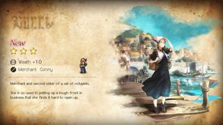 A screenshot of Octopath Travler: CotC in which the player draws a new party member via gacha.