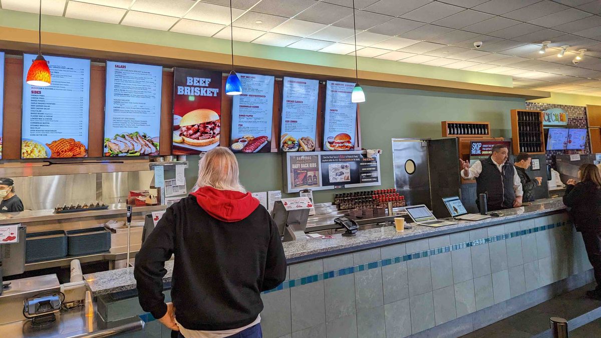 An indoor digital menu at a QSR.